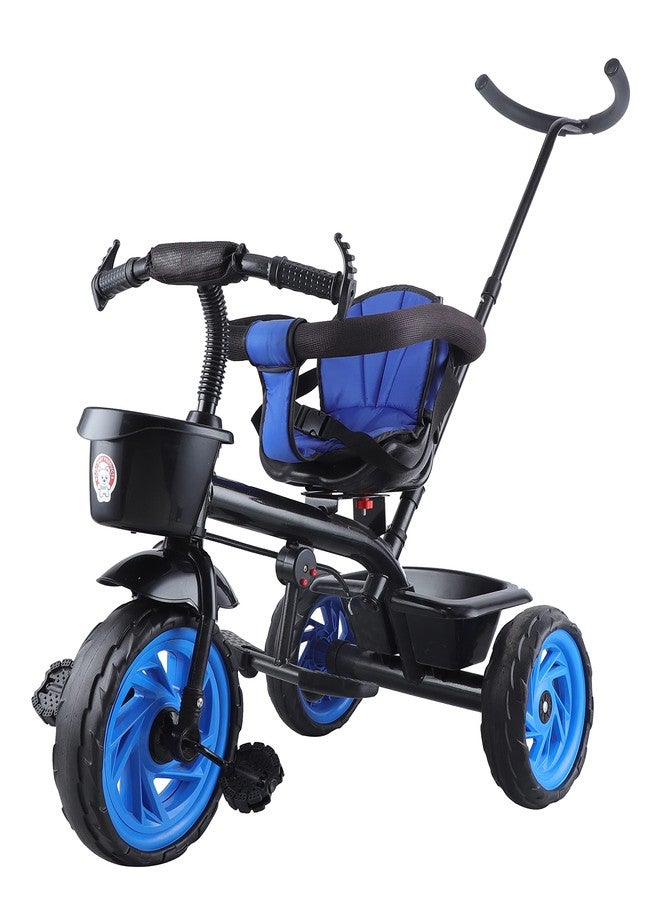 JoyRide Striker Trike Push & Plug Baby Trike with Dual Storage Basket, Adjustable Parental Handle, Detachable Guardrail, Harness, Folding Footrest for Kids| Boys| Girls Age Group 2 to 5 Years(Blue) - Image 1